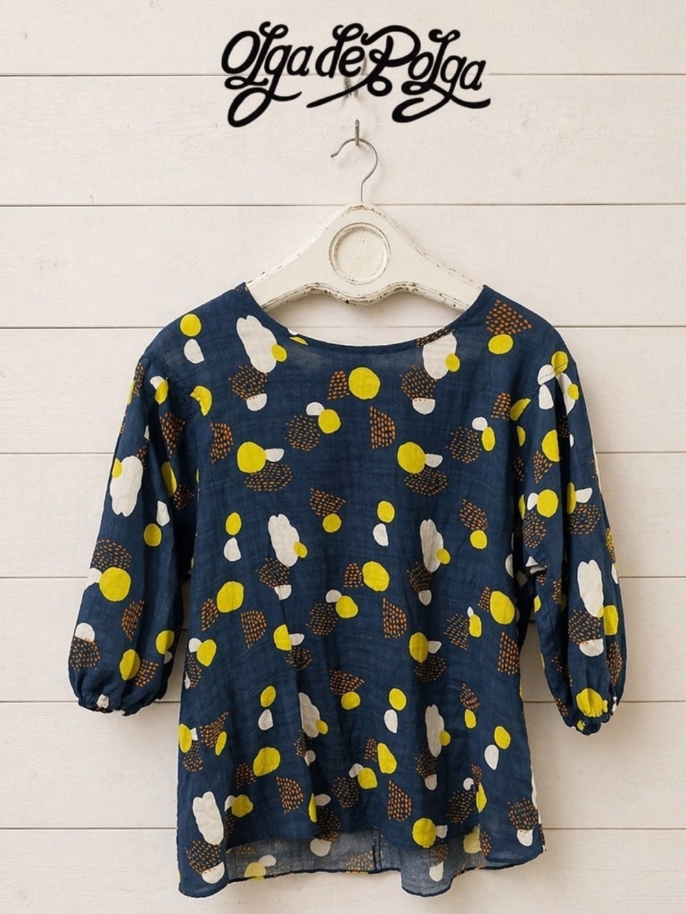 OLGA DE POLGA – Printed Blouse with Back Zip – Size 1 S/M